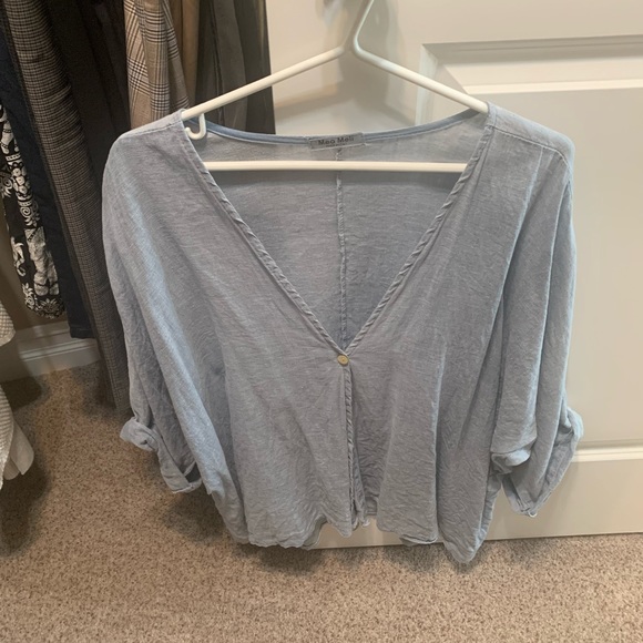 MEO LINEN VITTORIA TOP (LIGHT DENIM) - Picture 6 of 8